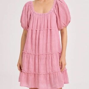 Umgee Pink Tiered Mini Dress